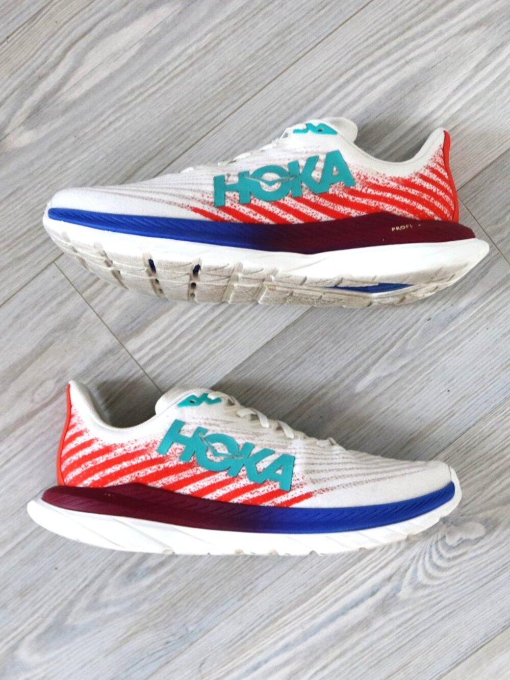 Hoka Mach 5 Running Shoes Men's 11.5D White Flame 1127893 WFM Athletic Sneaker